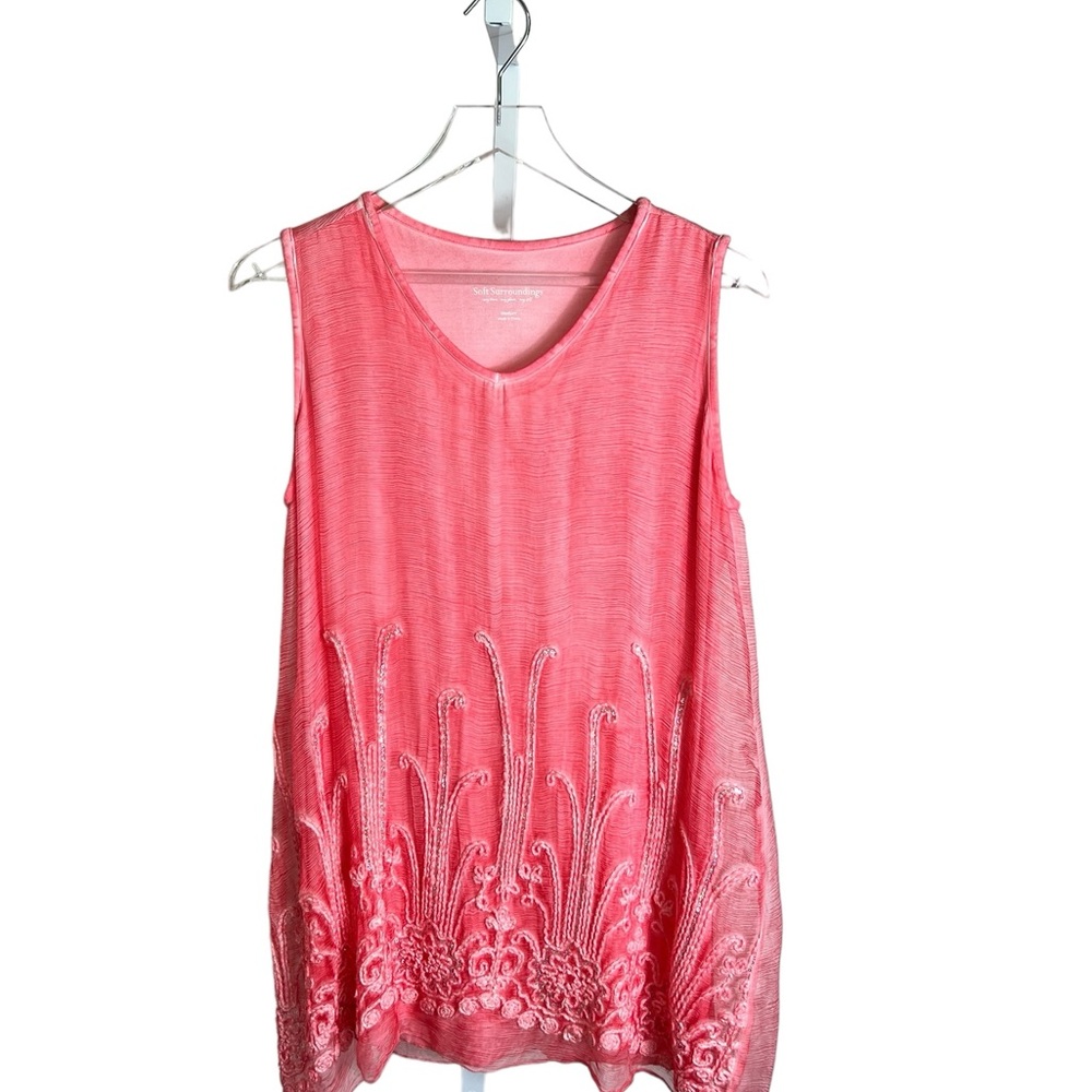 Soft Surroundings silk romance top. NWOT-size medium color-pink coral